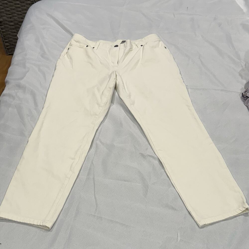 So Slimming Chicos Skinny Jeans Womens 2 Short Off White Elastic Waist